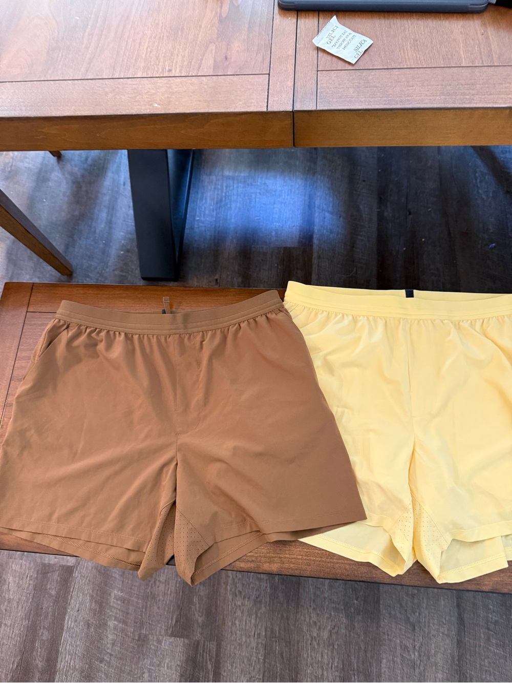 Men's Athletic Shorts — Brown and Yellow Performance Pair